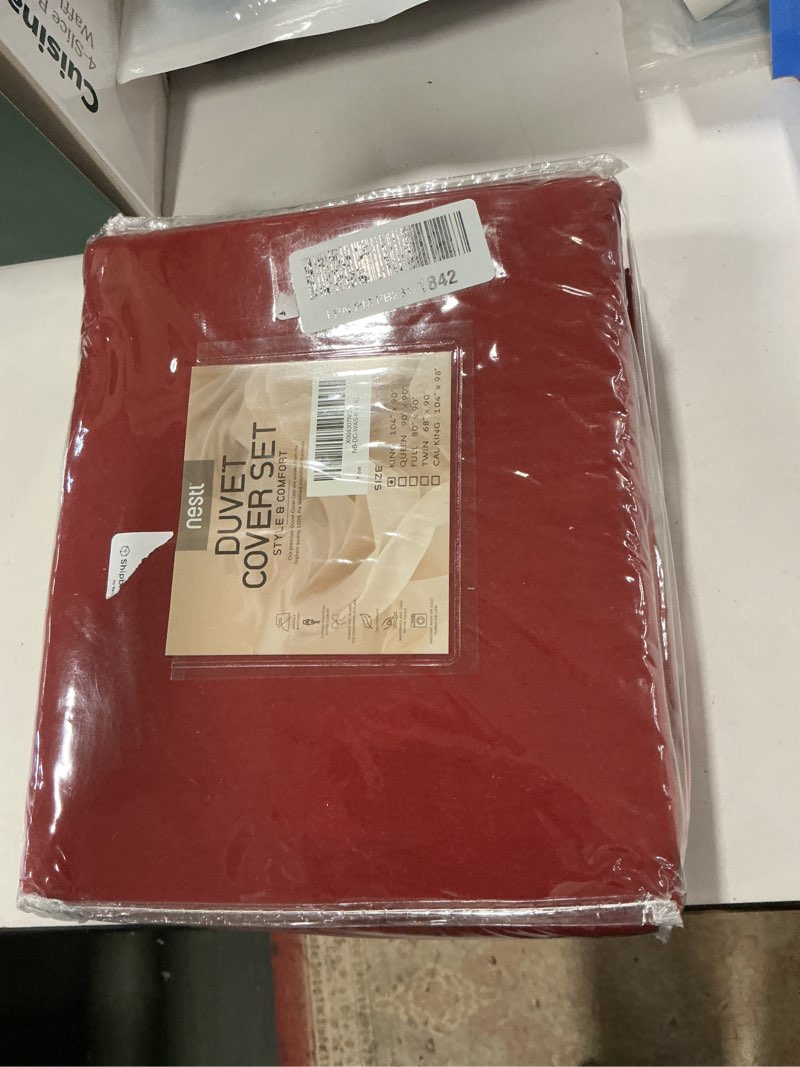 Hearth & Harbor King Duvet Cover Set - King Soft Prewashed Burgundy Red Duvet Cover, 3 Piece Set wit