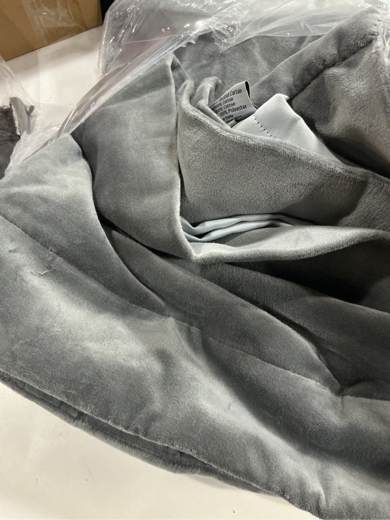 Condition photo showing As Is for cotton velvet true blackout curtain ( 1  piece) 48”*84”