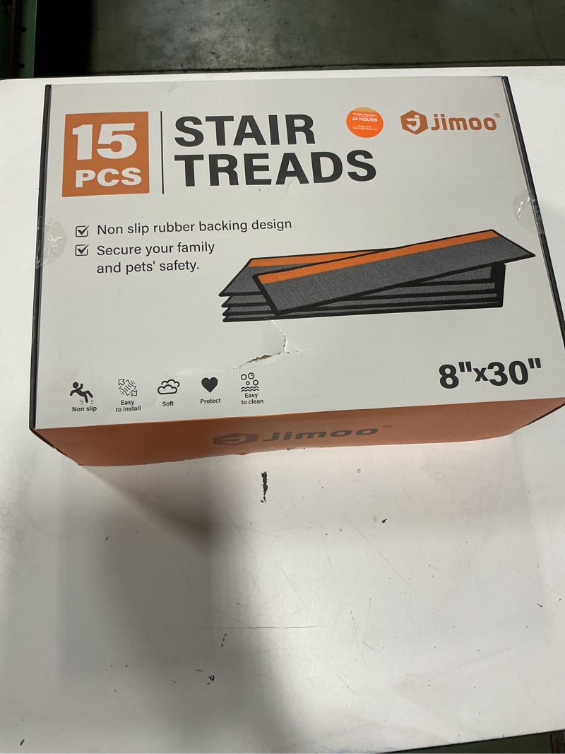 Condition photo showing New/Like New for J JIMOO Stair Treads Non Slip for Wooden Steps, 15 PCS 8" X 30" Stair Carpet Runner Indoor with Extra Adhesive, Edging Staircase Rugs for Kids Pets Elders, Brown&Beige 8''x30'' Brown&beige 15