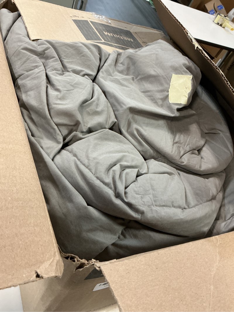 Condition photo showing As Is for Down Fibers Comforter King Size,Luxurious All Seasons Hotel Collection Duvet Insert,54 Oz High Bulkiness Medium Warmth,Fluffy & Breathable for Bedroom, Guestroom, Hotel (Grey,106x90) Grey King