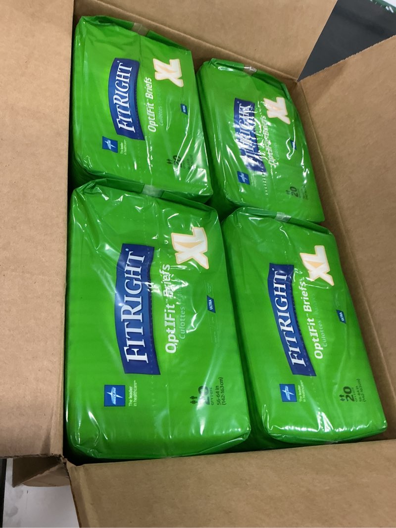 Condition photo showing New/Like New for FitRight Adult Diapers, Ultra Heavy Absorbency, XL (Waist Size 56in-64in), 80 Count, OptiFit Incontinence Briefs for Men and Women, Disposable, Moisture-Wicking, Leak Protection, 80 Count X-Large