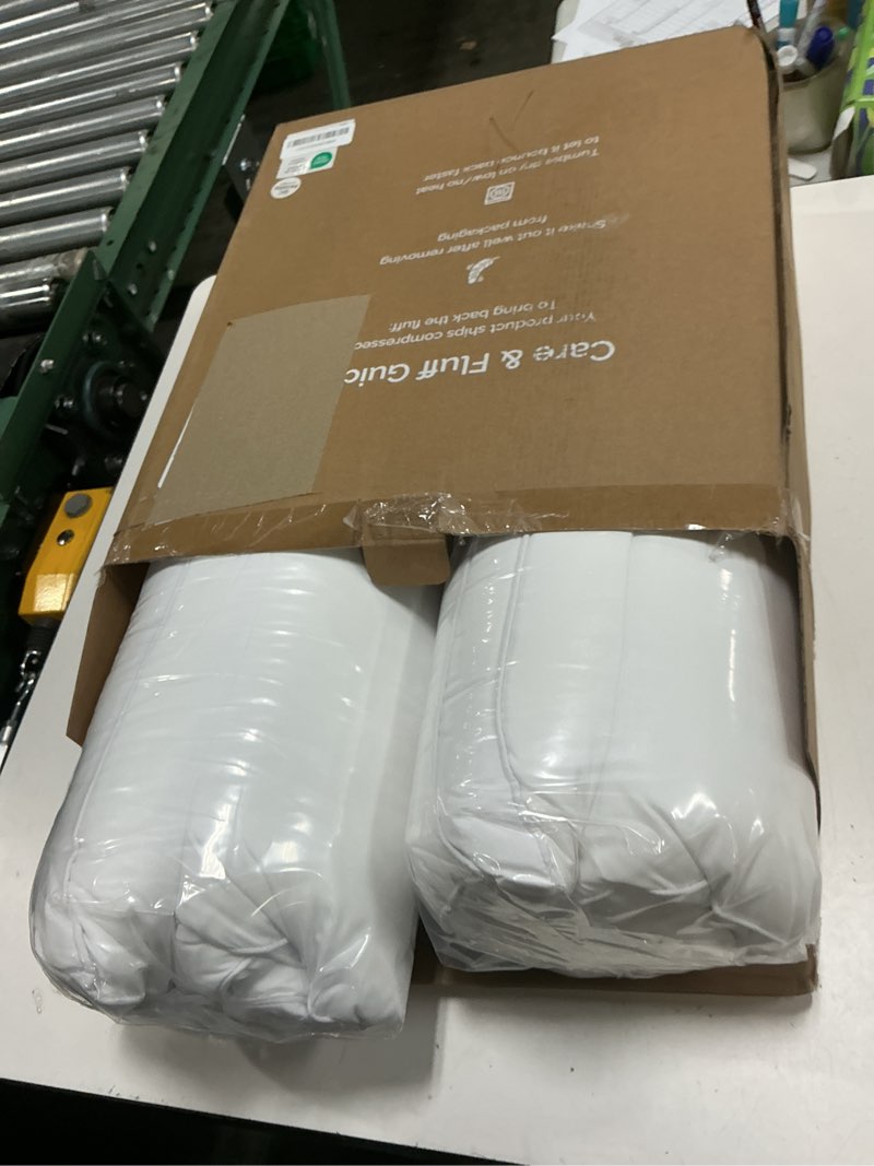 Condition photo showing Good Condition for bed pillows for sleeping queen size - set of 2, soft & fluffy with down alternative filling - hotel luxury quality, gusseted pillow for back, stomach & side sleepers - breathable, comfy & cozy - white queen white