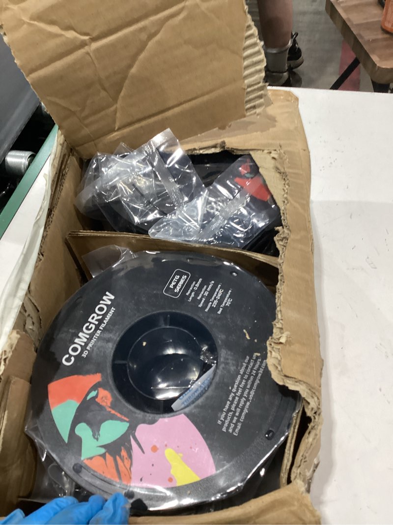 Condition photo showing Good Condition for comgrow petg 3d printer filament 1.75mm, high precision and tough 3d printer filament 6 rolls*1kg, dimensional accuracy +/- 0.02 mm, fit most 3d printers black black+black+black+black+black+black 6kg