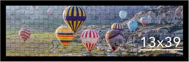 jcjmy 13x39 picture frame black for puzzles poster photo picture, horizontal and vertical formats for wall hanging, 13 x 39 wall gallery poster photo puzzles frame for 13 by 39 photos posters, black
