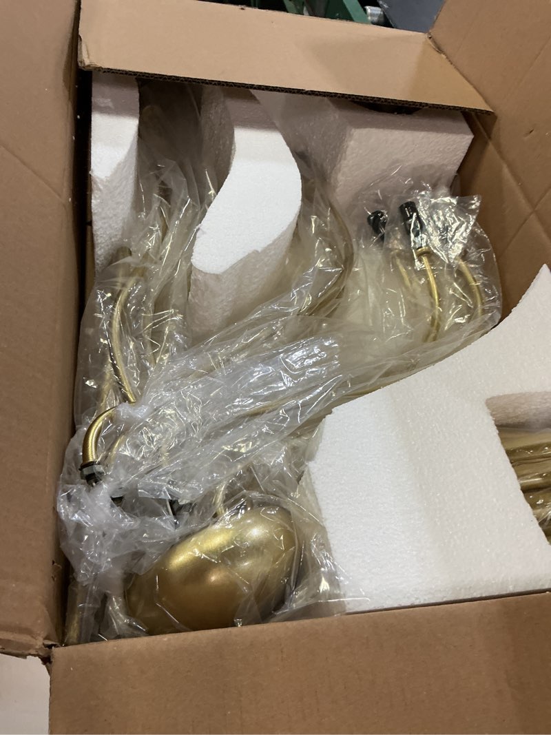 Condition photo showing As Is for modern gold chandelier for dining room,12-light gold chandeliers,34 inch large industrial hanging light fixture for high ceilings for living room, kitchen, entryway,foyer gold - 12 lights
