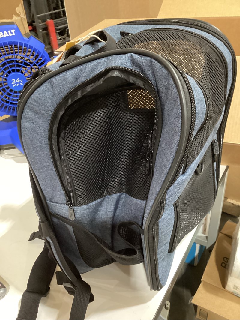 Condition photo showing Good Condition for apollo walker dog & cat carrier backpack for 4-18lb pets - ventilated safe design with padded back support, breathable mesh pet backpack for hiking, travel, outdoor (navy)