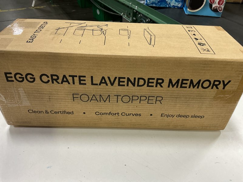 Condition photo showing New/Like New for 2 inch egg crate twin memory foam mattress topper, lavender scent gel infused foam mattress topper for pressure relief, certipur-us certified twin bed topper, purple, 38\"×75\" 2 inch twin purple