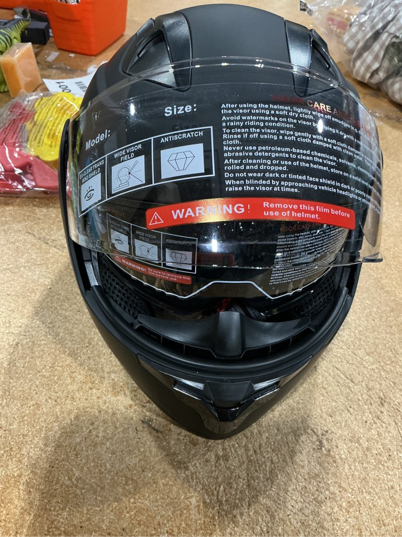 Condition photo showing Good Condition for sanqing modular full face motorcycle helmet dual visor flip up dot approved | lightweight for men women, dirt bike street bike adv four wheeler atv utv matte black x-large