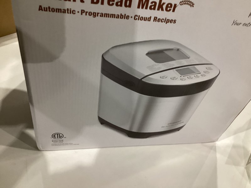 Condition photo showing As Is for KITCHENARM 29-in-1 SMART Bread Machine with Gluten Free Setting 2LB 1.5LB 1LB Bread Maker Machine with Homemade Cycle - Stainless Steel Breadmaker with Recipes Whole Wheat Bread Making Machine 29 Programs - 3 Loaf Sizes - 3 Crust Colors Stainless Steel