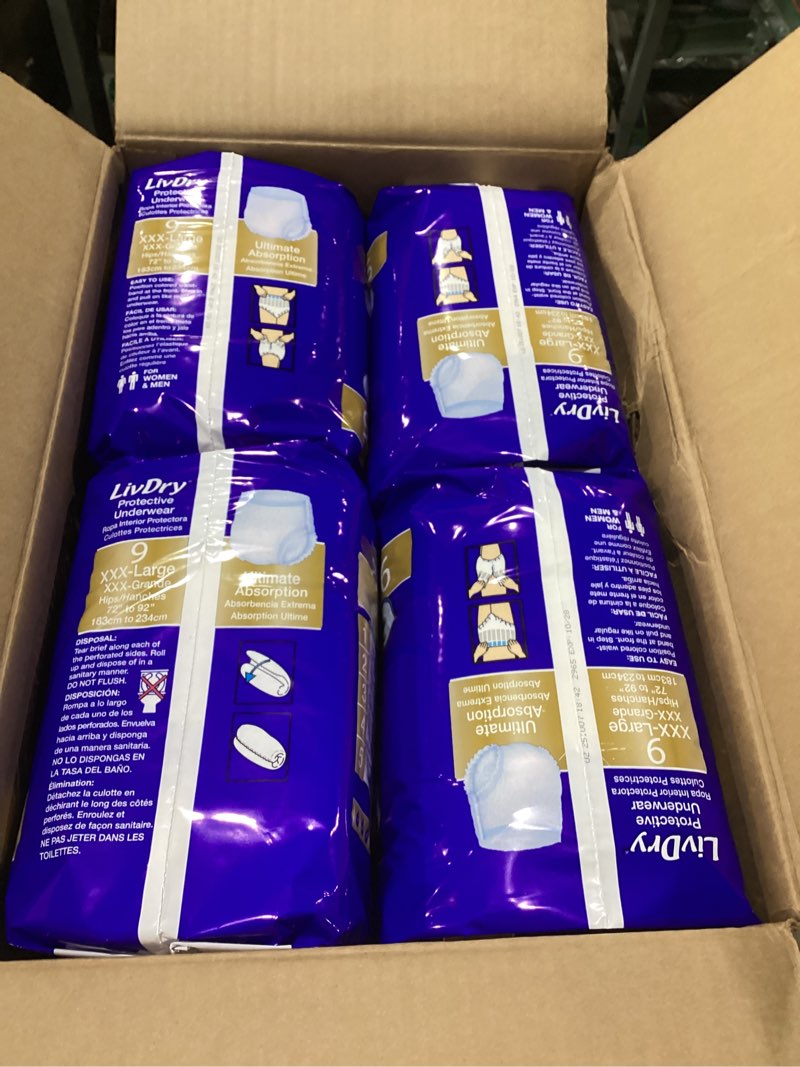 Condition photo showing New/Like New for LivDry Unisex Adult Incontinence Underwear  Ultimate Comfort Absorbency (XXX-Large  36-Pack)