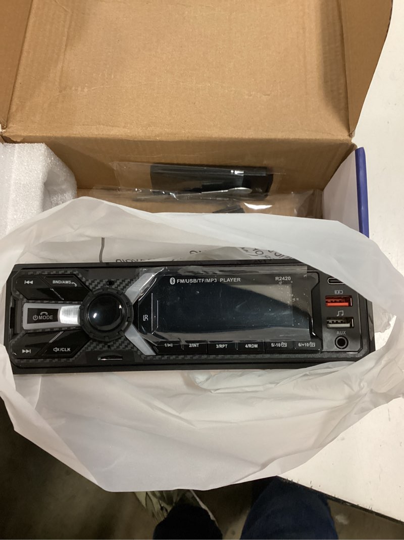 Condition photo showing New/Like New for car radio bluetooth with type-c/usb port, wistrue fm/am single din car stereo radio with bluetooth hands-free 2 usb/aux/sd/dsp,mp3 player(no cd dvd player)