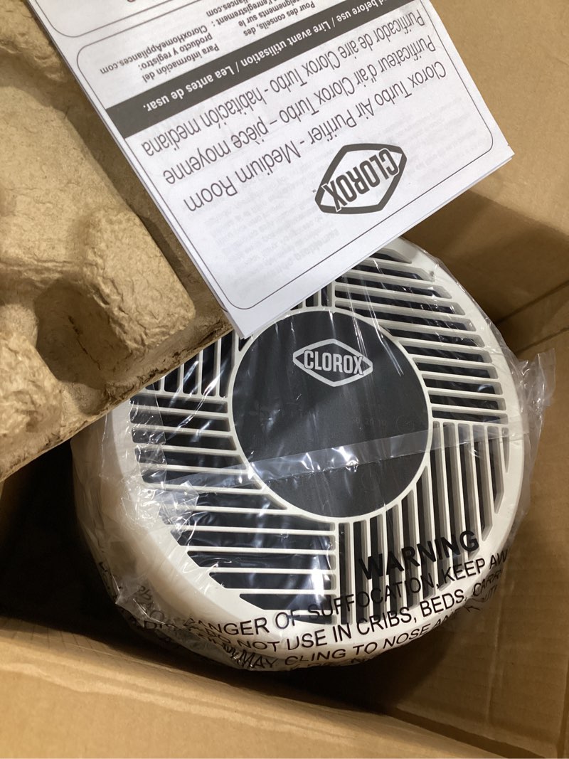 Condition photo showing Good Condition for clorox medium room turbo air purifiers for home with true hepa filter | 1,000 sq ft | reduces 99.9% of mold, viruses, wildfire smoke, allergens, pet allergies, dust | whisper quiet 1,000 sq. ft.