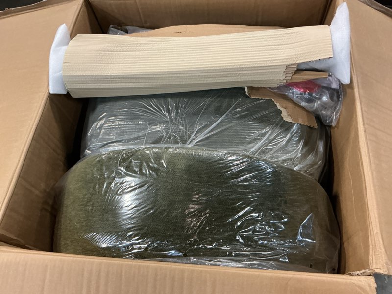 Condition photo showing New/Like New for Upholstered Dining Chairs Set of 1 Barrel Modern Dining Room Chairs with Casters, Kitchen Side Wooden Armchair with Fabric Cushion Seat for Bedroom, Livingroom, Reading Room, Green