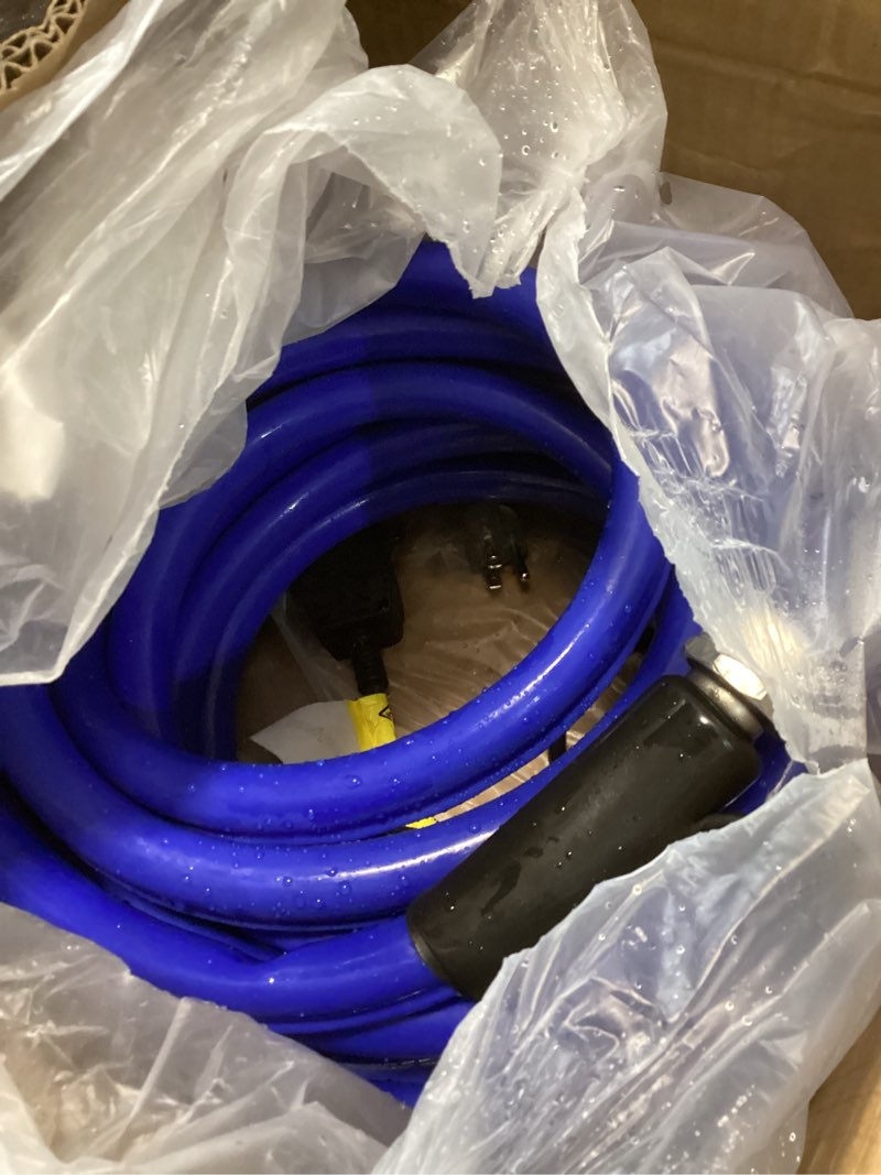 Condition photo showing As Is for 15FT Heated Water Hose for RV, Heated Drinking Water Hose Freeze Protection Down to -45°F, Lead and BPA Free, Smart Temperature Control, Ideal for RV, Camping, and Home