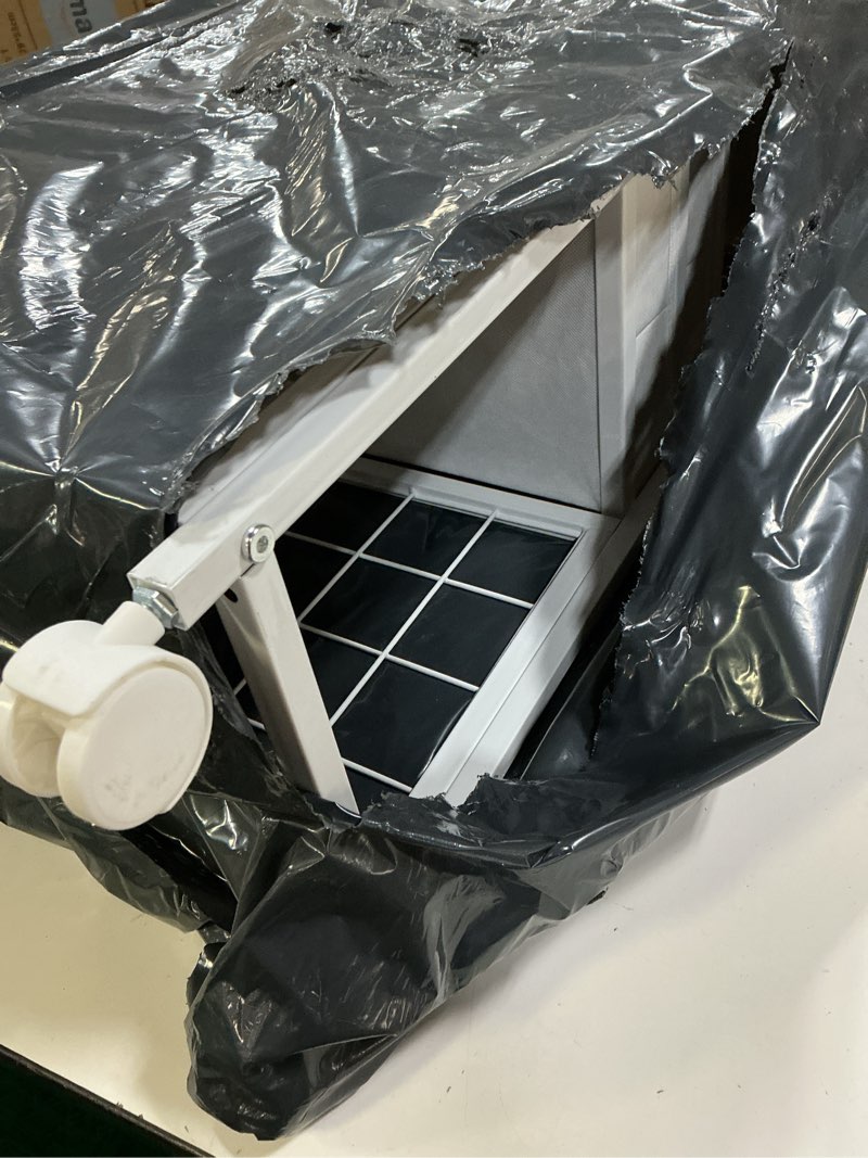 Condition photo showing As Is for Organizer and Storage Stand Compatible with Cricut Machines,Rolling Storage Cart/Shelf with 24 Vinyl Roll Holders?2 Fabric Drawer,Accessories Holder,Tool Hook for Craft Room Home (white)