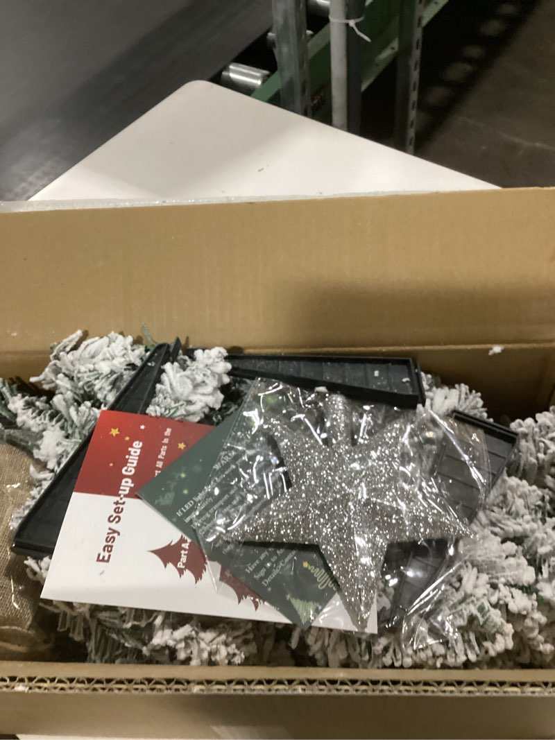 Dolicer 3FT Flocked Small Christmas Tree with DlY Ornaments, Artificial Table Top Christmas Tree wit