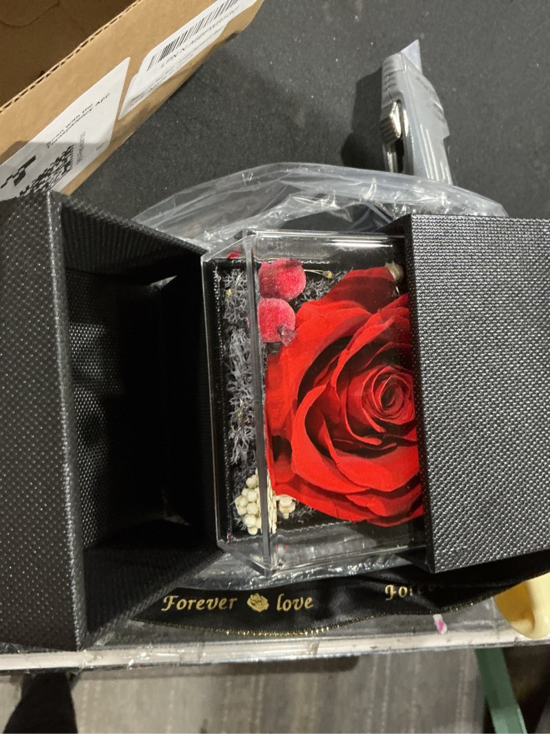 Condition photo showing New/Like New for Preserved Red Real Rose with Heart I Love You Necklace -Eternal Flowers Rose Valentines Day Gifts for Her Wife Girlfriend Women Mom Grandma on Valentines Mothers Day Christmas Anniversary Romantic-Red