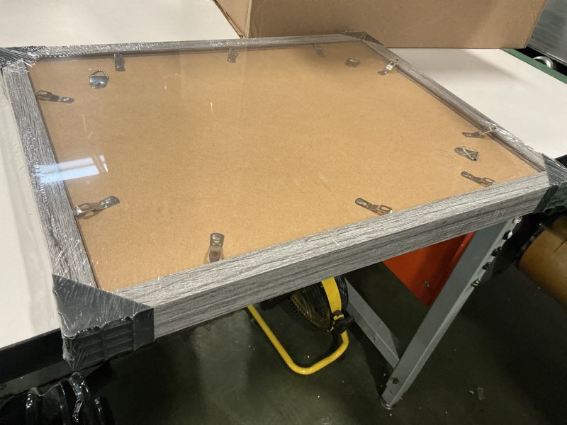 Condition photo showing New/Like New for 12x16 Picture Frame Set of 2, Rustic Grey Wood Style - Display 12 x 16 Poster without Mat or 11x14 Picture with Mat, Wall Mounting Horizontal and Vertical Grey 12x16 in