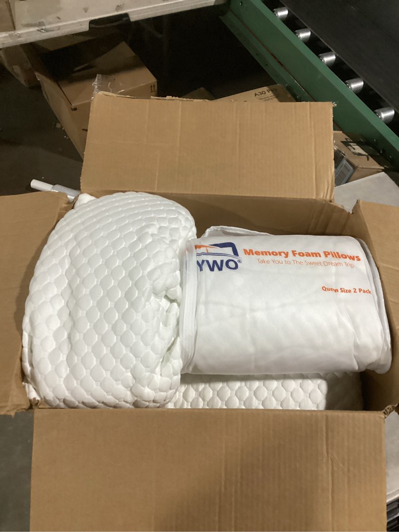 Condition photo showing As Is for Cooling Pillows Queen Size Set of 2, Memory Foam Pillows with Zipper, Firm Bed Pillows Adjustable for Hot Side Back Stomach Sleepers White Queen(Pack of 2)