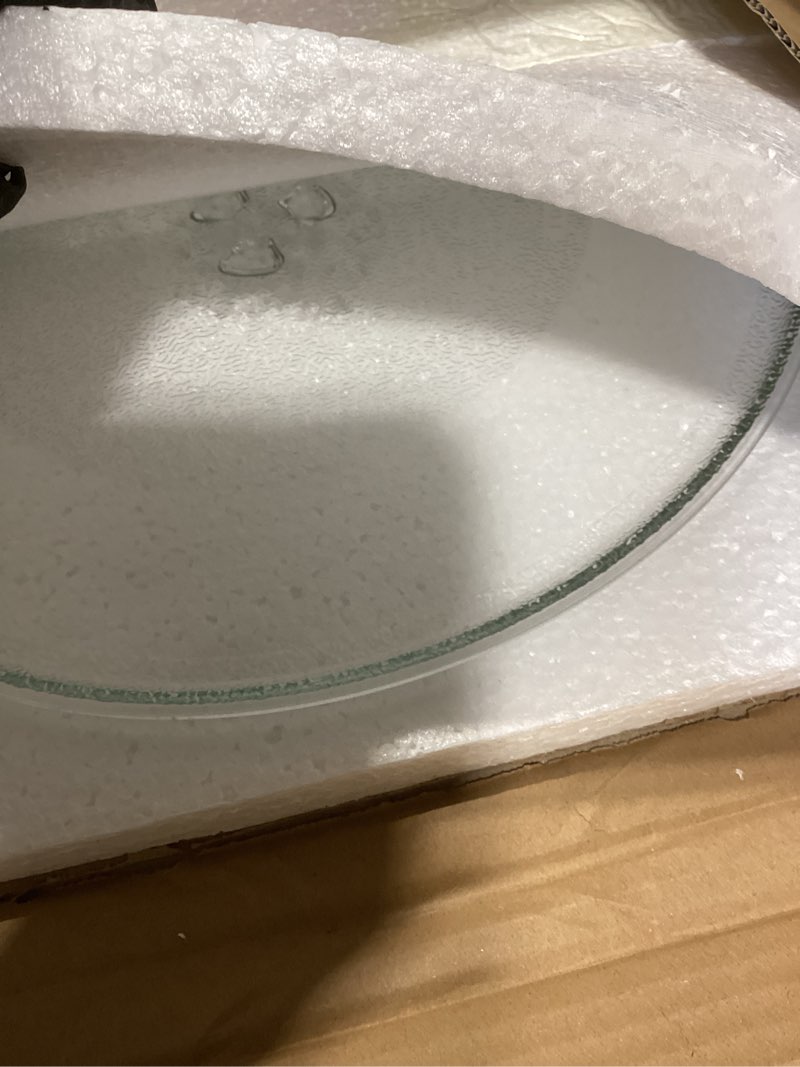 Condition photo showing New/Like New for microwave glass plate 14 1/8 inch - exact replacement for microwave turntable part numbers w10531726 / w11358813 and w11402532 - dishwasher safe 14 1/8"