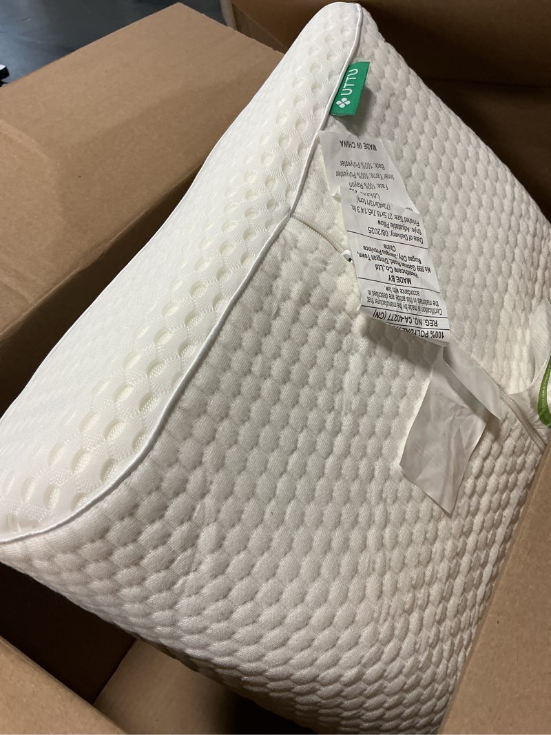 Condition photo showing Good Condition for uttu cervical pillow for neck strain relief, memory foam neck pillow for sleeping, adjustable orthopedic sandwich pillow, contour cooling for side back stomach sleeper, king(27.6"×15.7"×5.2"/4.5") king size