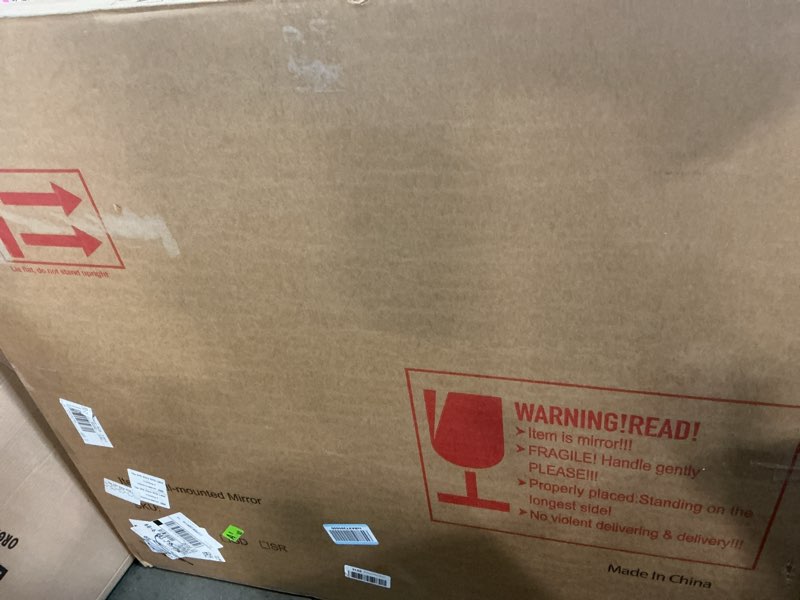 Condition photo showing New/Like New for Bathroom Mirror, 36x40 inch Large Black Rectangle Wall Mounted Mirror with Thin Frame, Bathroom Vanity Mirrors for Over Sink, Entryway, Living Room, Bedroom 40"L x 36"W