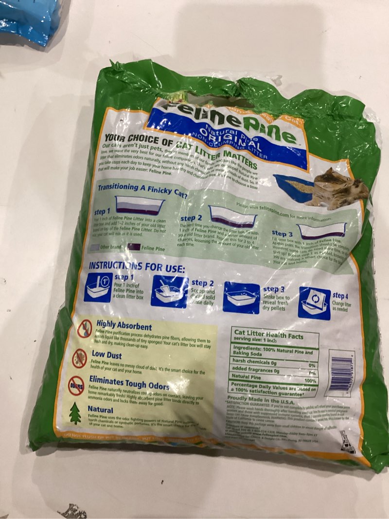 Condition photo showing As Is for Feline Pine Platinum Non-Clumping Cat Litter, Feline Pine Cat Litter 18lb 18 lb