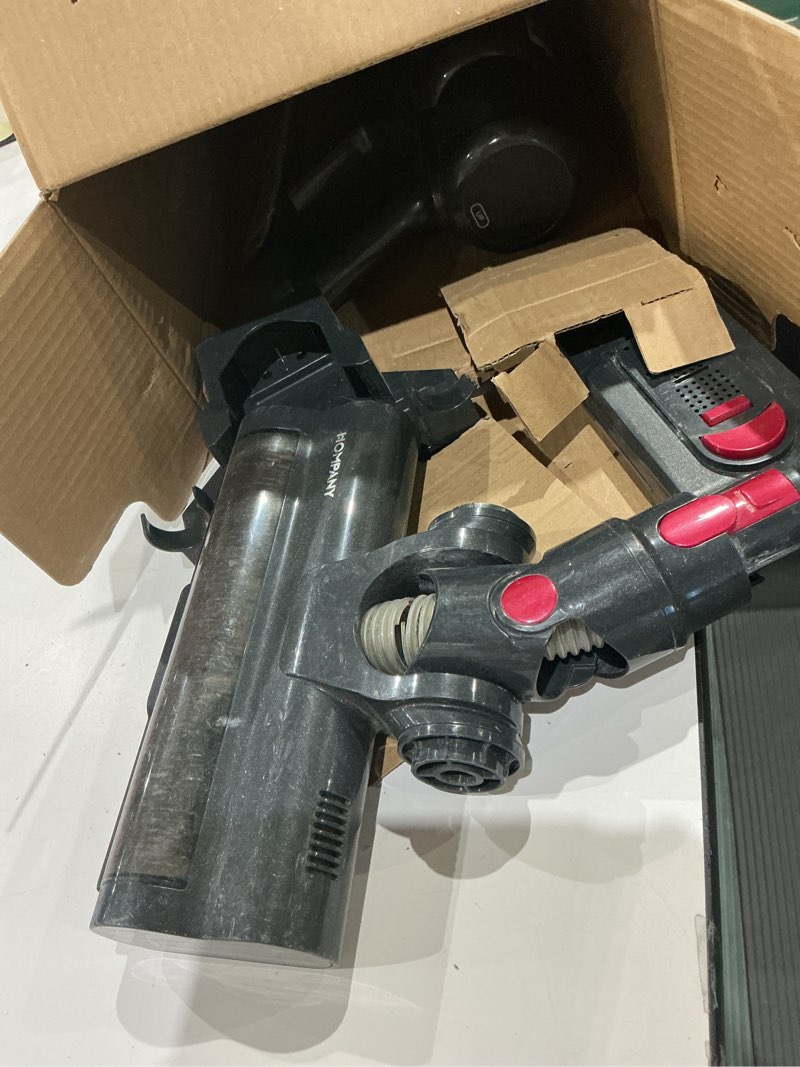 Condition photo showing As Is for shark hv322 rocket pet plus corded stick vacuum with led headlights, xl dust cup, lightweight, perfect for pet hair pickup, converts to a hand vacuum, with (2) pet attachments, bordeaux/silver rocket deluxe w/ headlights