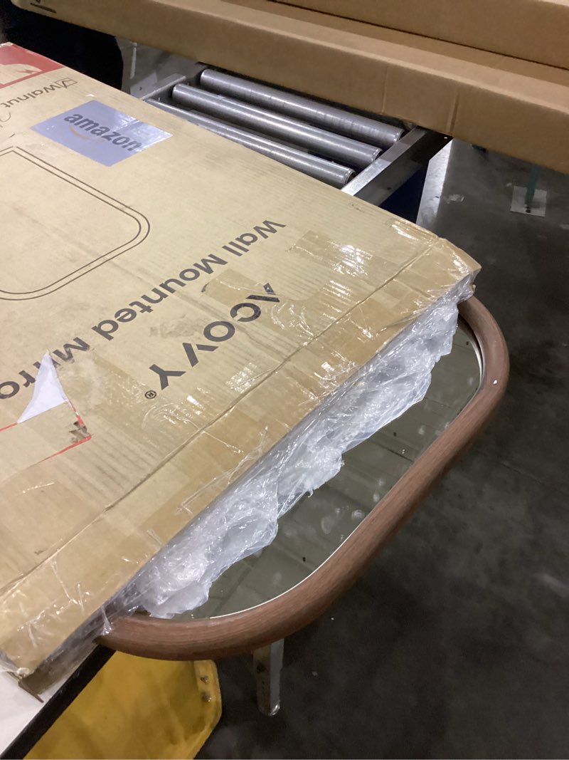 Condition photo showing Good Condition for 20"x30" Arch Wall Mirror Bathroom Mirror for Wall Mounted, Tempered Glass, Wood Grain Finish Frame Wall Mirror Decorative for Living Room Bedroom Entryway, Walnut Walnut 30"L x 20"W