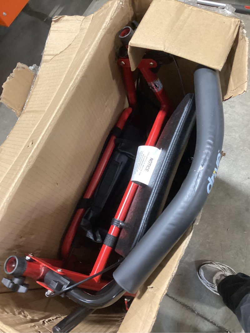 Condition photo showing Good Condition for drive medical rollator walker with seat - stable mobility support - height adjustable - durable steel frame construction - smooth 7.5" wheels - foldable frame - 350 lb limit - red