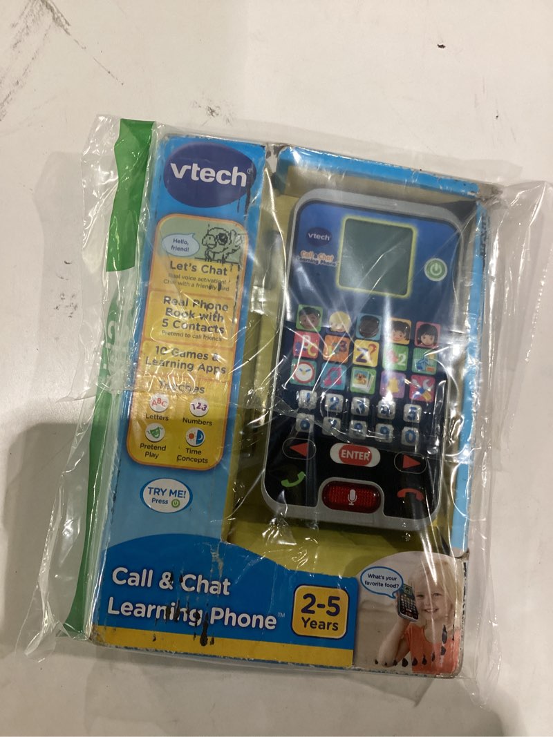 Condition photo showing New/Like New for vtech call and chat learning phone, black black standard packaging