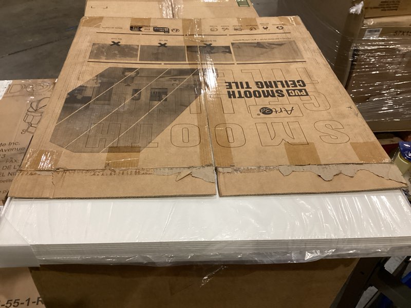 Condition photo showing New/Like New for Art3d 12-Pack Smooth Drop Ceiling Tile 2ft x 2ft - Fire-Rated, Waterproof, Reusable - Premium PVC, No Sag and Breakage - Cover 48 Sq. Ft, White 24*24 Square White 12