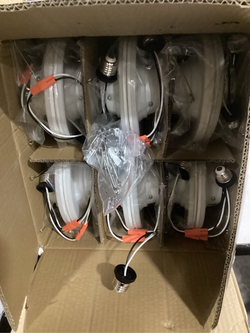 Condition photo showing Good Condition for 24 Pack 5/6 Inch LED Can Lights with Night Light, 5CCT Retrofit Recessed Lighting Selectable 2700K-6000K Dimmable, 12W=75W, 1200LM Downlight with Metal Smooth Trim - ETL and Energy Star 5CCT+NT-WH 24PACK-6IN