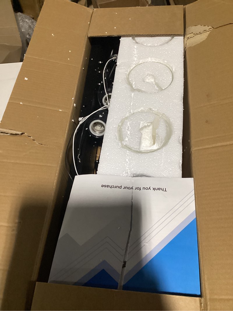 Condition photo showing Good Condition for Matte Black Bathroom Light Fixtures,5-Light Bathroom Lights Over Mirror with Clear Glass Shade,Wall Sconces for Bathroom, Bedroom, Hallway Black 5-Light