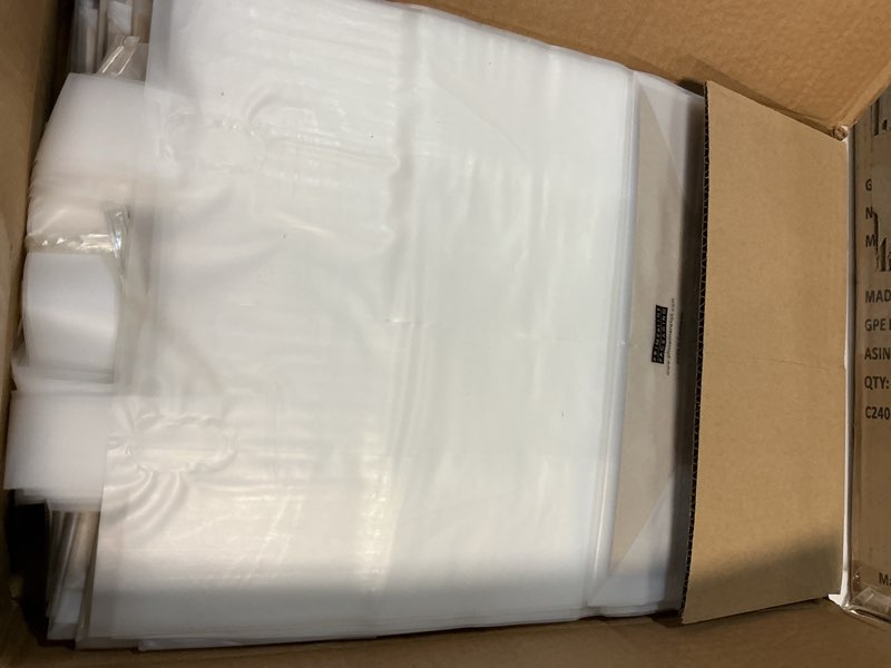 Condition photo showing New/Like New for Prime Line Packaging Plastic Gift Bags with Handles, Frosted Tote Bags for Shopping, Small Business, Boutiques Supply, Retail, Bulk, 10x5x13, 100 Pack 10x5x13 Inch 100