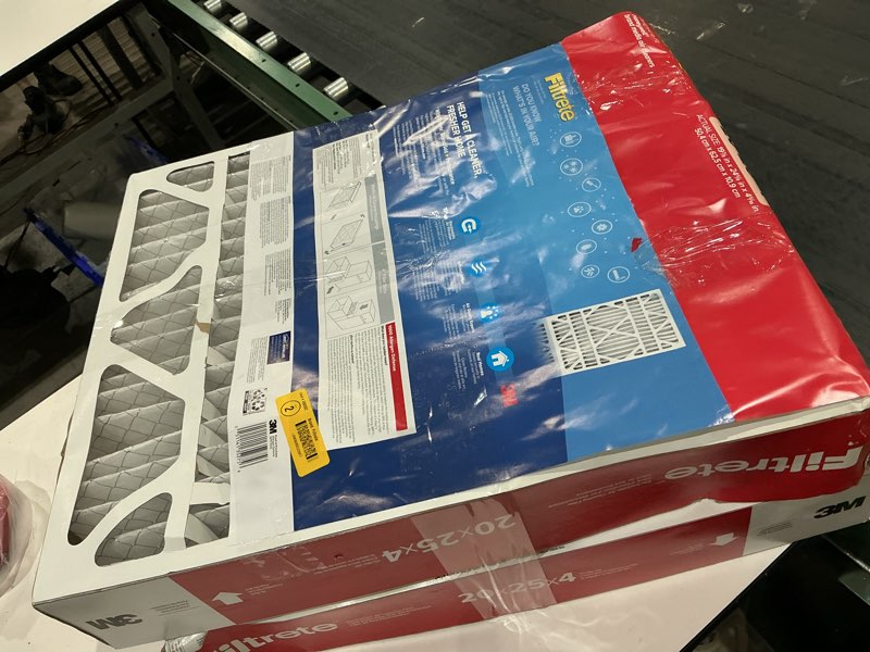 Condition photo showing As Is for filtrete 20-in w x 25-in l x 4-in merv 11 1000 mpr allergen defense electrostatic pleated air filter 2 -pack