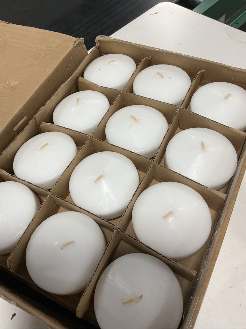 Condition photo showing Good Condition for 48 pack white floating candles 3 inch unscented floating candles for centerpieces 8 hours long burn time-3” floating candle bulk for wedding cylinder vases 3inch 48 pack