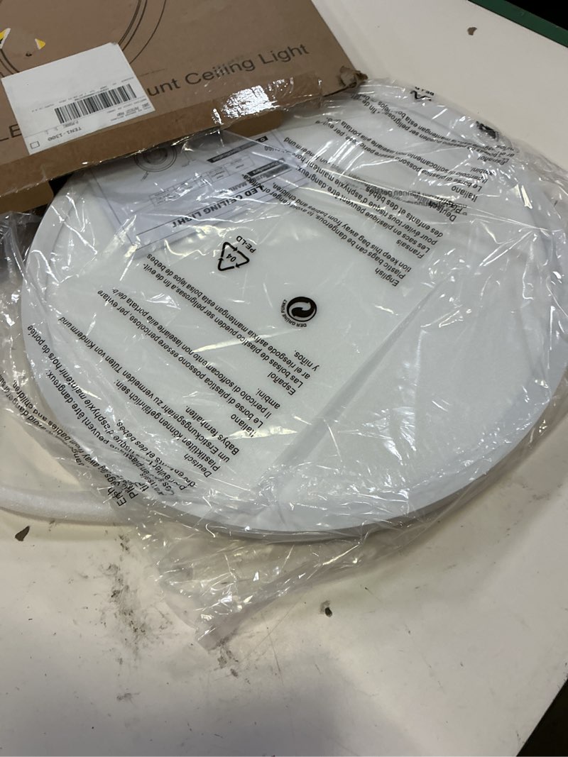 Condition photo showing Good Condition for brightever 15 inch large led flush mount ceiling lights, 30w 4000lm, 5000k daylight white modern ceiling light fixtures, super slim 0.67 inch hardwired led ceiling lamp for living room, 1 pack white 15 inch-1 pack non dimmable