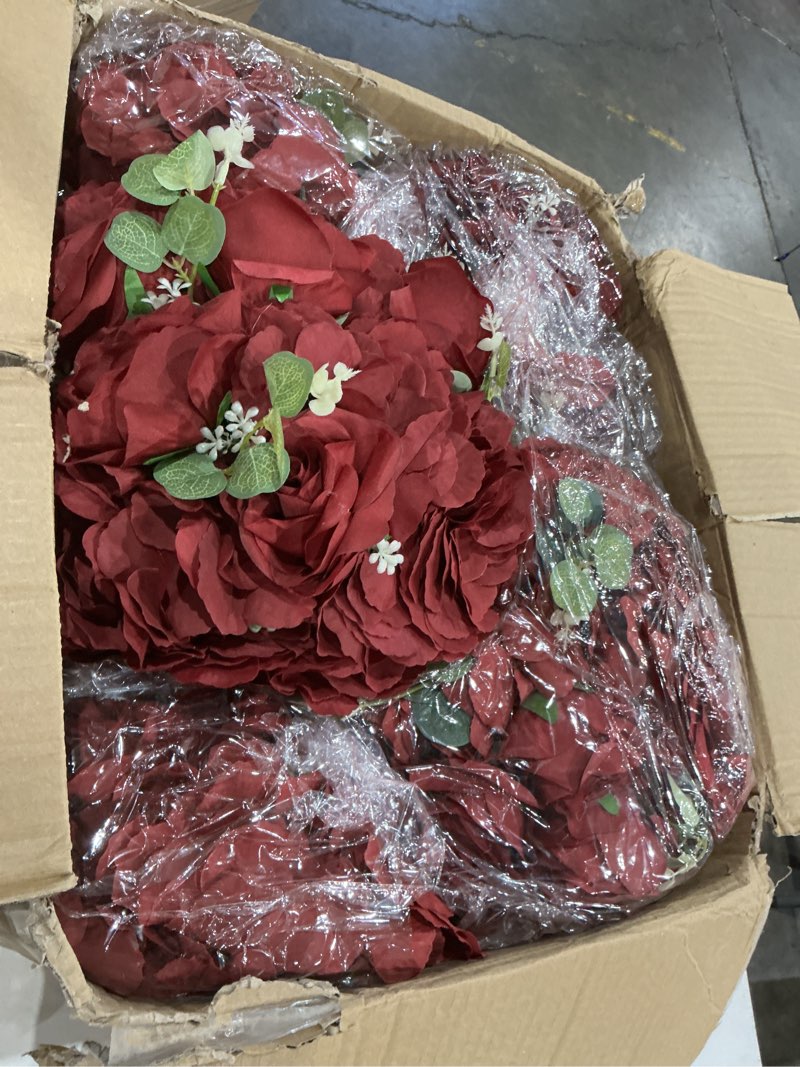 Condition photo showing Good Condition for nuptio flower balls for centerpieces wedding: 10 pcs 11.8 inch diameter artificial flower ball arrangement bouquet centerpiece for tables - burgundy fake rose flowers for wedding decor 11.8" diam - 10 pcs burgundy