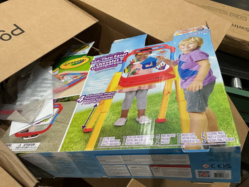 Condition photo showing Good Condition for crayola triple-the-fun see-thru easel – transparent painting board– indoor/outdoor weather resistant art station – easy clean – includes paint supplies
