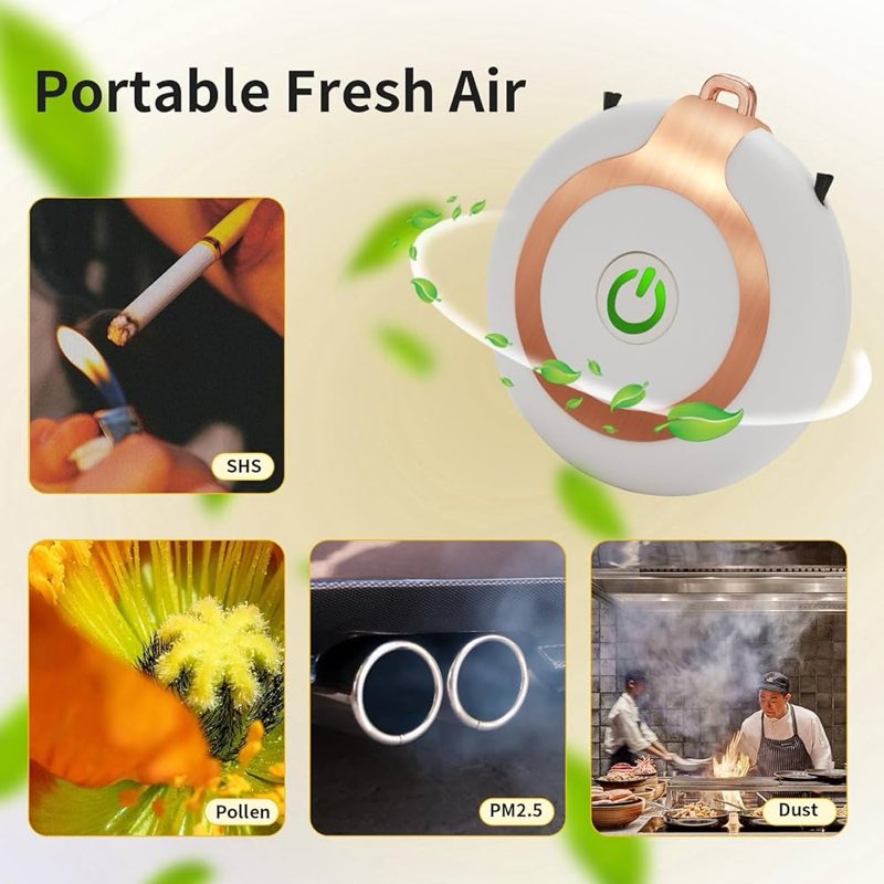 ZOCALOK Rechargeable Ionizer Air Purifier, Wearable Air Purifier, Mini Necklace Air Purifier for Hom