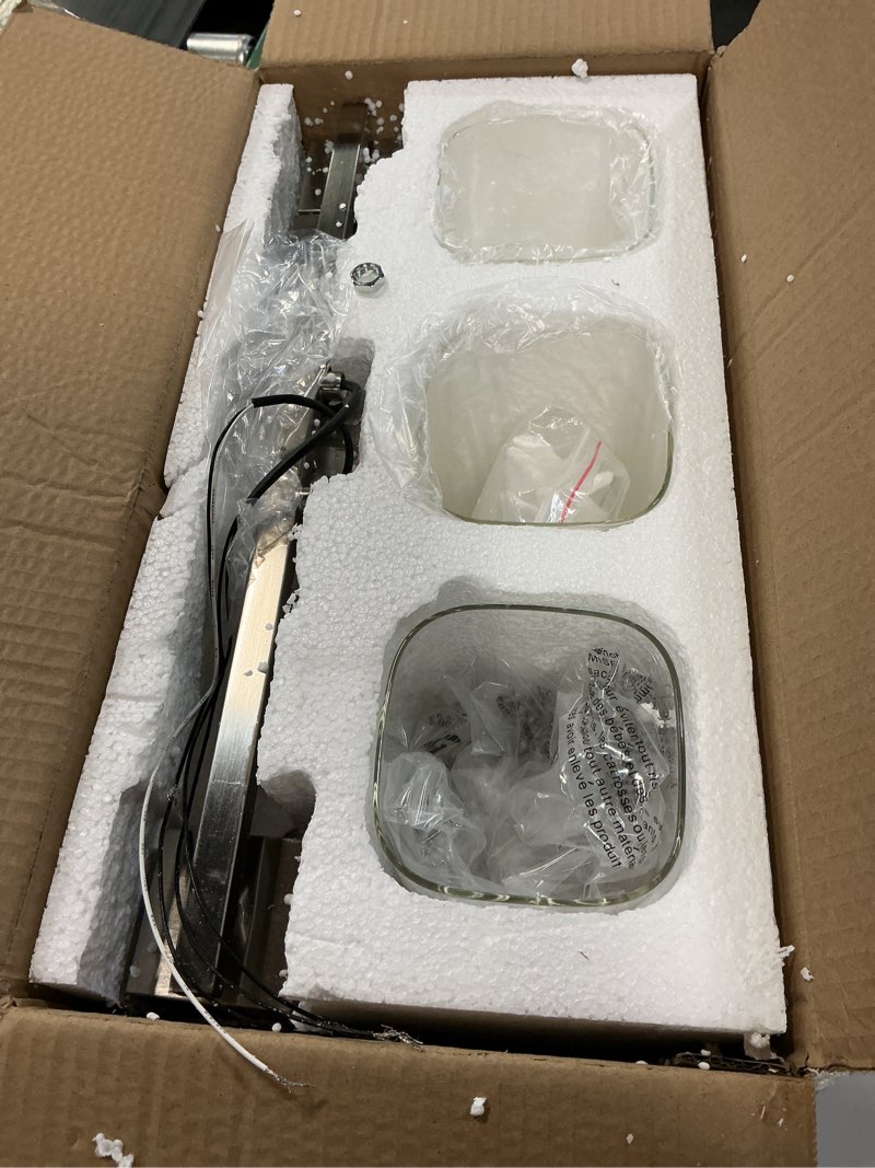 Condition photo showing Good Condition for Espird Brush Nickel Bathroom Vanity Light - 3 Light Bathroom Light Fixture Square Design & UL Certification & Square Bath Room Lights Fixture Over Mirror 3 Light Brush Nickel