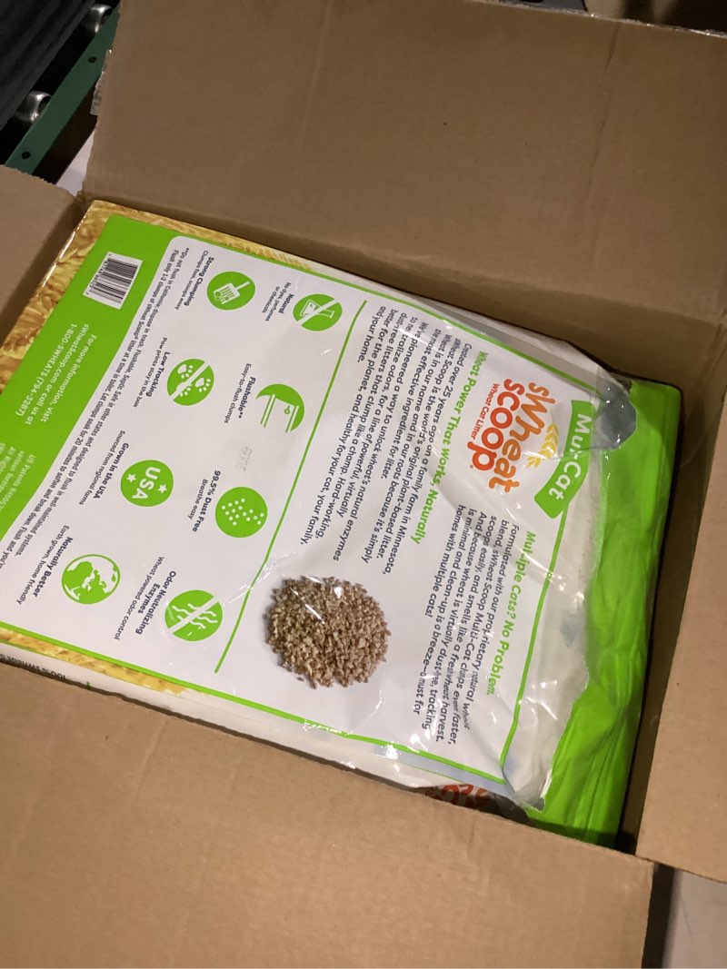 Condition photo showing As Is for sWheat Scoop Natural Wheat Multi-Cat Litter, Superior Clumping with Odor Neutralizing Enzymes, 25 Pound Bag Multi-Cat 25 Pound
