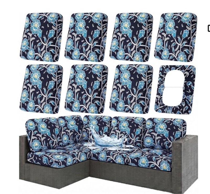 hyha waterproof outdoor cushion covers for patio furniture, stretch patio chair cushion slipcovers,  14 pieces