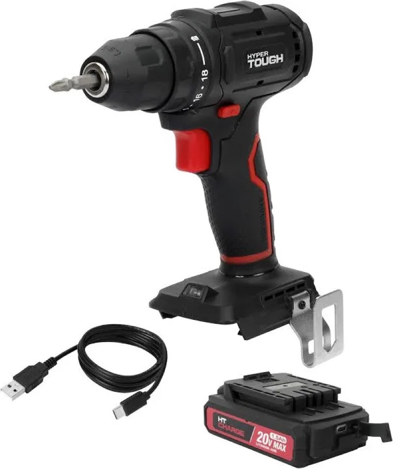 hyper tough 20v brushless one speed drill 6079