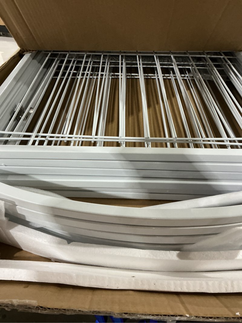 Condition photo showing Good Condition for decorative garden fence 24in (h) x20ft (l), 10 pack no dig fence animal barrier for dog, arched flower bed edging, wire border panel fencing for yard patio outdoor decor white white 10 panels-24in(h)x20ft(l)