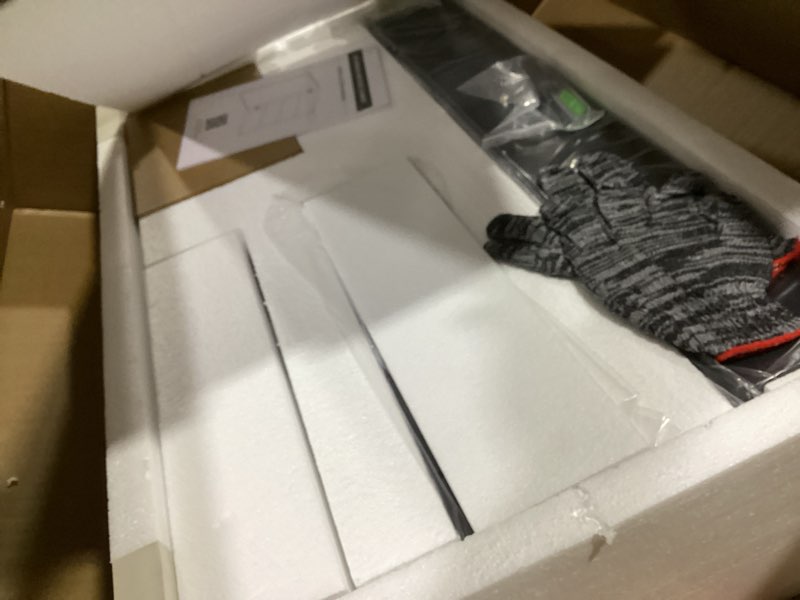Condition photo showing New/Like New for keonjinn medicine cabinet mirror 30" x 26", assembly needed, black bathroom mirror with storage, beveled aluminum frame, stepless adjustable shelves, surface mount or in wall black 30x26 in