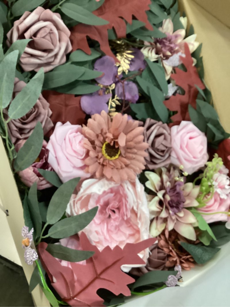 Condition photo showing Good Condition for lisuun wedding arch flowers, artificial flowers for decoration, 2pcs flower swag and 1 pcs semi-sheer chiffon table runner swag for beautiful dream wedding ceremony floral decor - pack of 3 dusty&blush