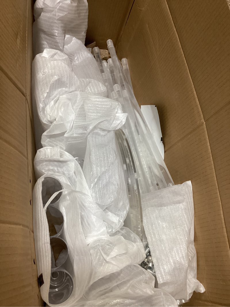 Condition photo showing Good Condition for 4 Sets 5 Arms Acrylic Candelabra Centerpieces for Tables, 27" Clear Candle Holder for Wedding Dinner Party and Home Decor,Candlesticks Holder with LED Candles With LED Candles 4
