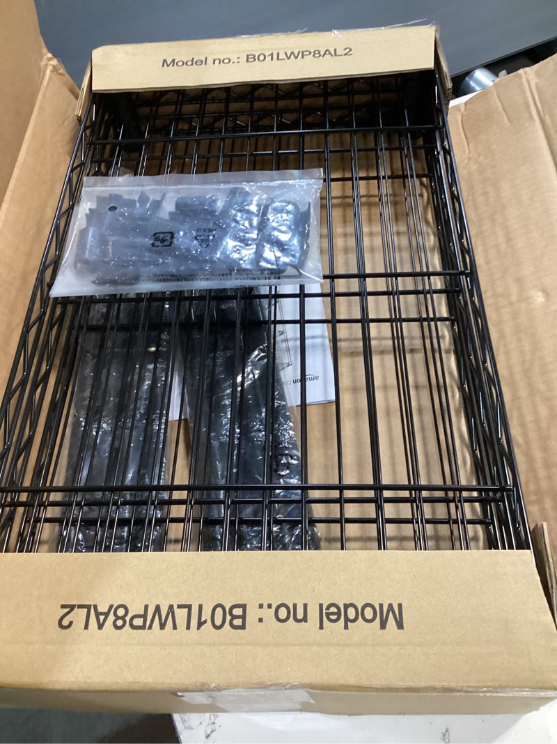 Condition photo showing Good Condition for Amazon Basics 3-Shelf Adjustable Heavy Duty Steel Wire Rack Storage Shelving Organizer for Kitchen, Garage, 23.2" L x 13.4" W x 30" H, Black 3-Shelf Narrow Black
